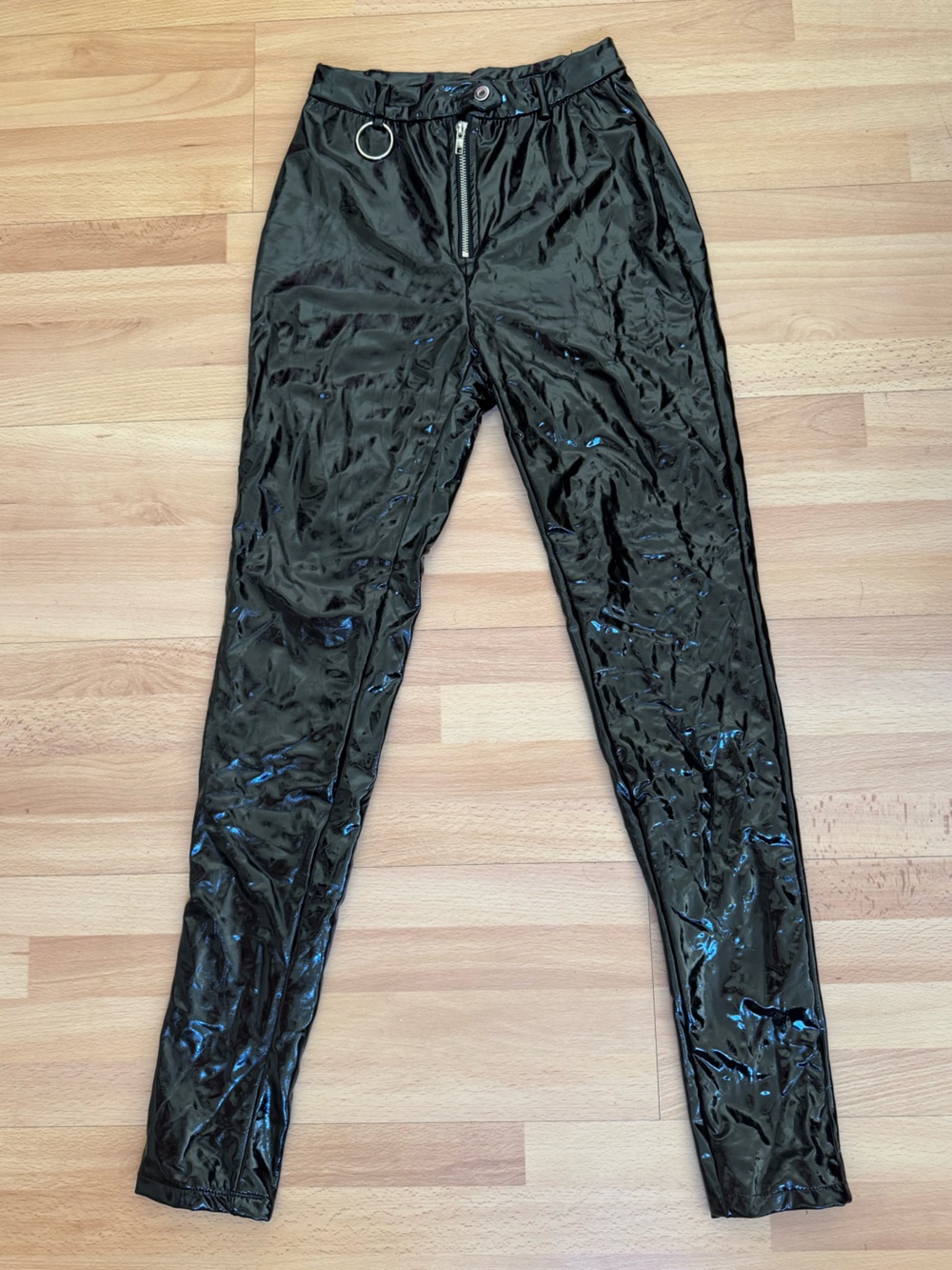 Hera Collection Black PVC Skinny Trousers with O-Ring Detail